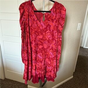 Free People Vibrant Red Hello Lover Tunic